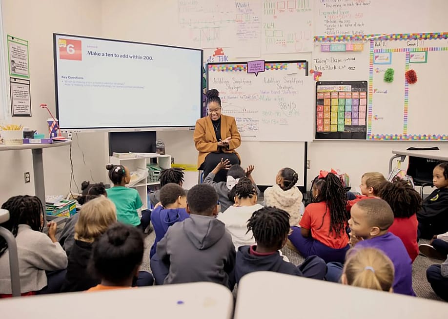 Jacquelyn Anthony teaches second grade students math at Baton Rouge Center for Visual and Performing Arts on December 9, 2025, in Baton Rouge, Louisiana. — Annie Flanagan for The Hechinger Report