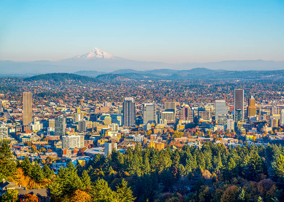 Aerial view of the city of Portland in Oregon. — Nadia Yong // Shutterstock