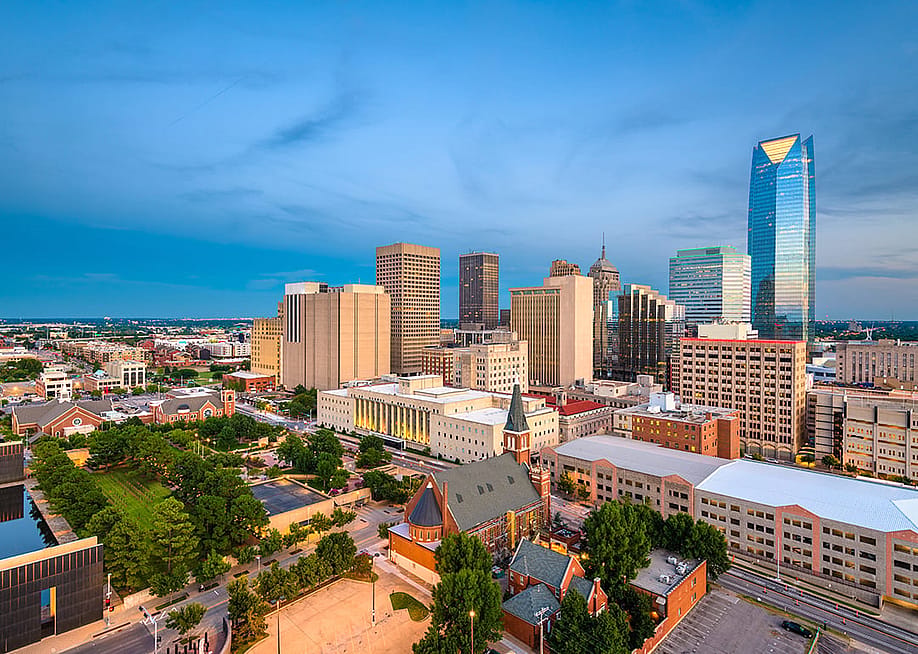 Aerial view of the Oklahoma City skyline. — Sean Pavone // Shutterstock