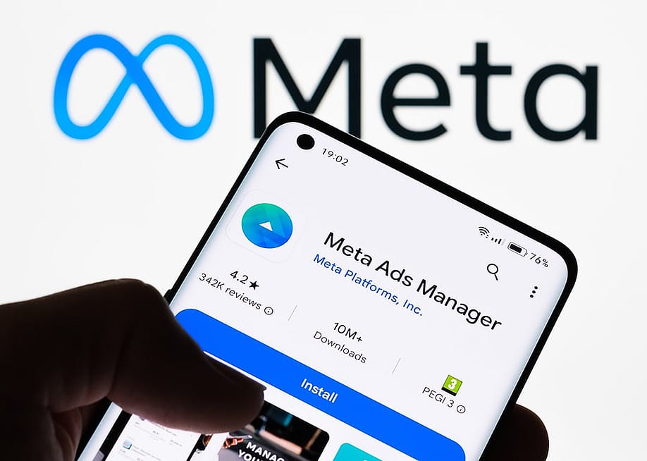 Meta Ads Manager app ready to be installed from the app store. — mundissima // Shutterstock