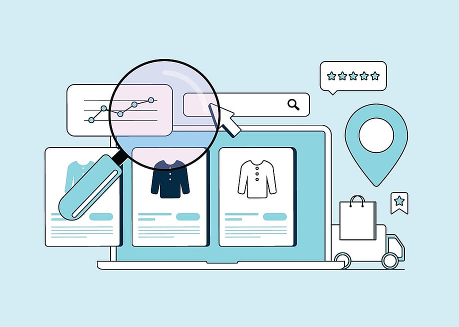 A vector illustration of a digital marketplace and e-commerce. — BestForBest // Shutterstock