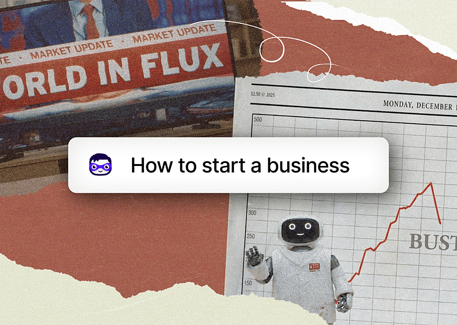 A custom graphic with 'How to start a business' illustrated as a search engine prompt. — Shopify