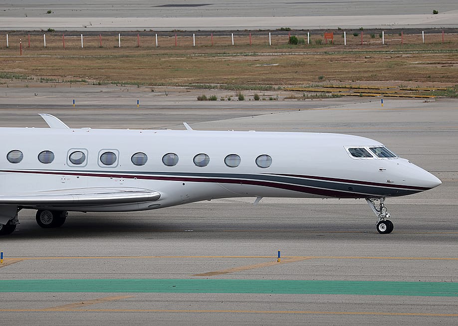 The Qatar Amiri Flight Gulfstream G700 on a runway in Barcelona-El Prat Airport in Spain. — Joan Valls // Urbanandsport/NurPhoto via Getty Images