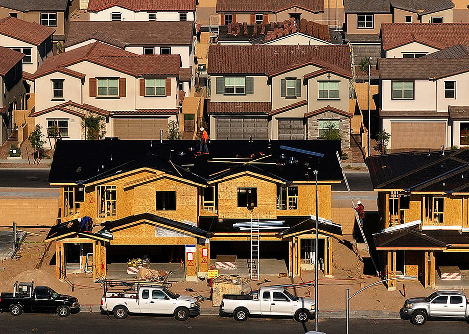 An aerial view of homes under construction at a new housing development in Henderson, Nevada, Las Vegas, USA. — Justin Sullivan // Getty Images