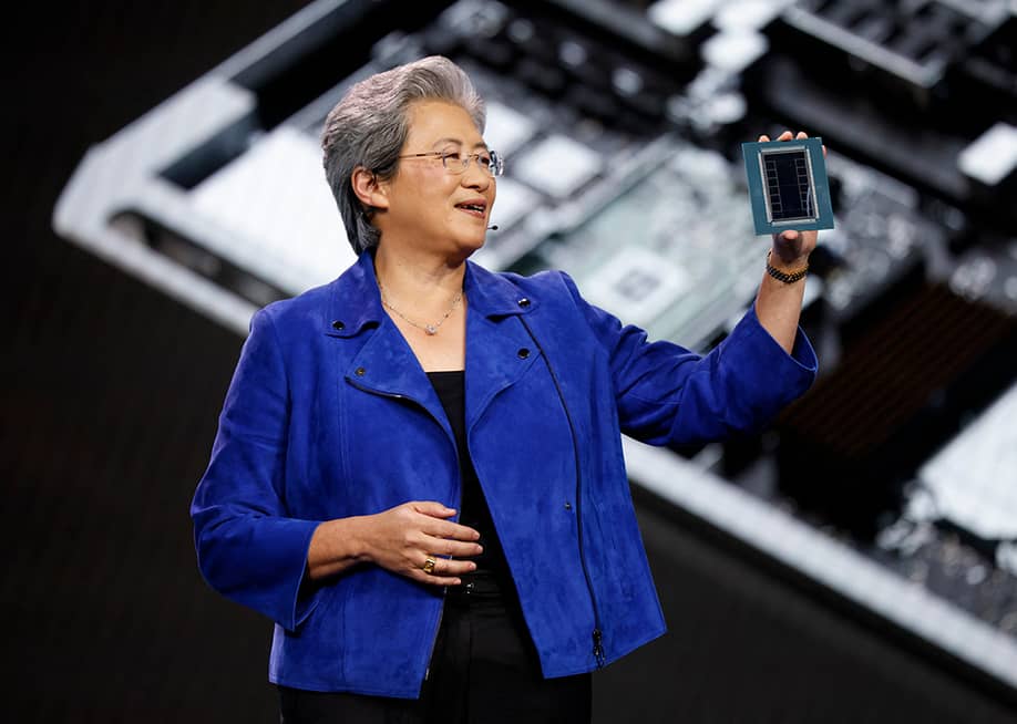Lisa Su, chair and chief executive officer of Advanced Micro Devices Inc. (AMD), displays an AMD Instinct MI455X GPU during an AMD news conference ahead of the annual Consumer Electronics Show in Las Vegas, Nevada, on January 5, 2026. — Caroline Brehman // AFP via Getty Images