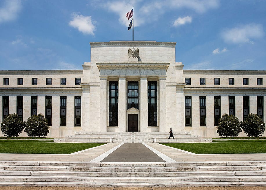 The front of the Federal Reserve System building in Washington, D.C. — Luca Perra // Shutterstock