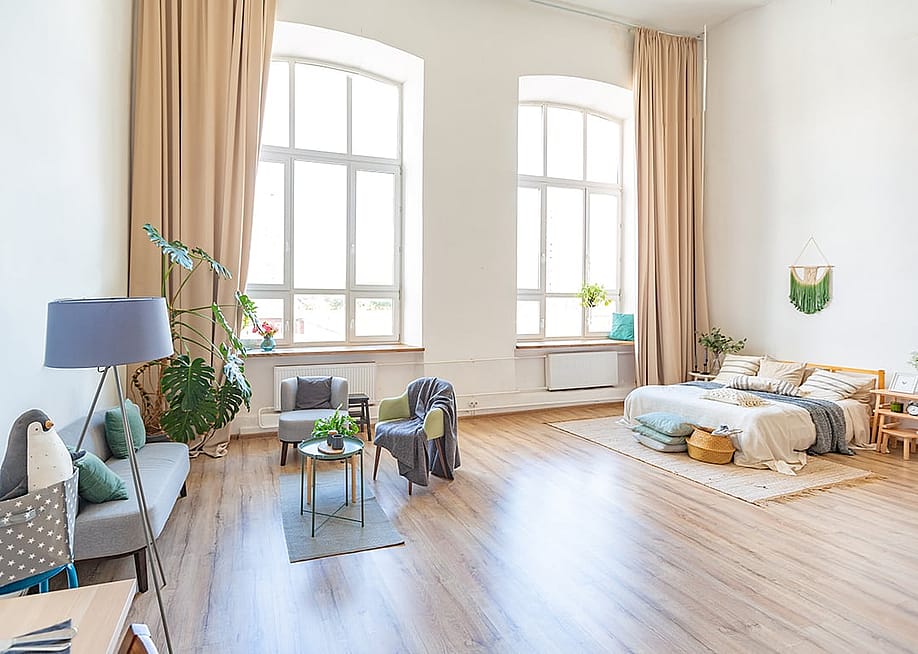 A spacious apartment with a Scandinavian style interior. — Pinkystock // Shutterstock