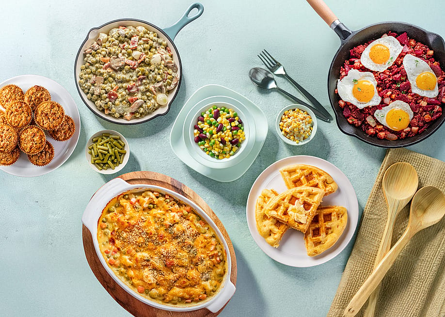 Traditional Easter dishes served on a table. — Green Giant Vegetables