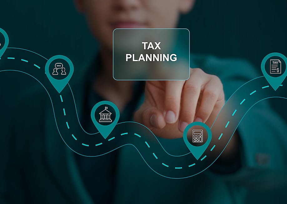 Person pointing at a tax planning graphic. — deepshine // Shutterstock