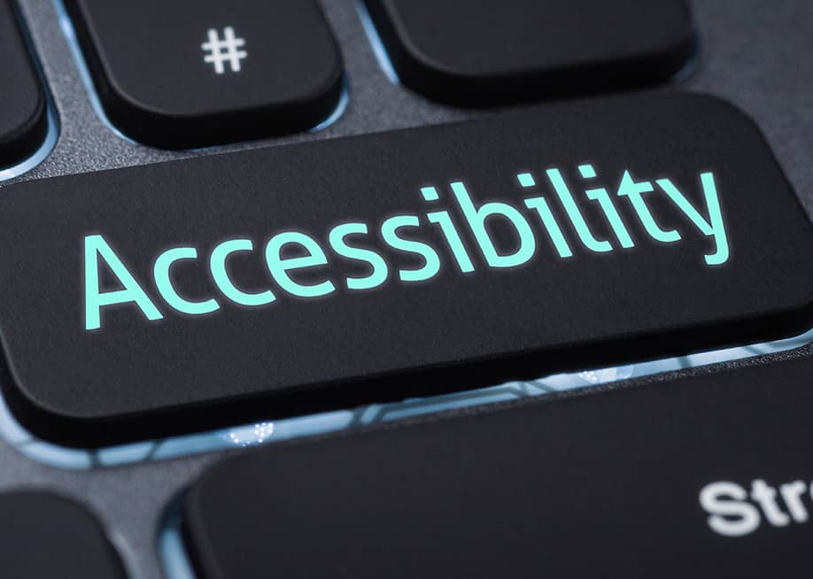 An illuminated keyboard cap labeled with Accessibility. — Zerbor // Shutterstock