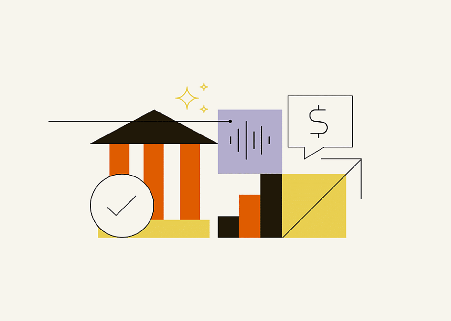 Vector illustration for the concept of voice AI in banking. — Quiq