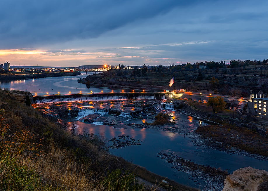 A beautiful view of the Great Falls in Montana during twilight. — Victoria Ditkovsky // Shutterstock