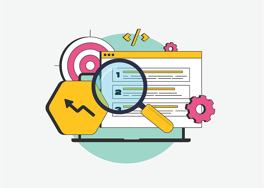 A vector illustration of a search engine optimization concept and digital search icons. — BestForBest // Shutterstock