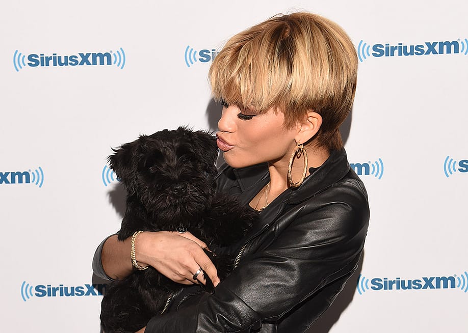 Zendaya with her dog at SiriusXM's morning broadcast show. — Vivien Killilea // GC Images