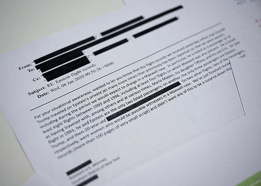 An email document as part of a new batch of files released by the US government related to Jeffrey Epstein containing numerous references to Donald Trump, including documents detailing flights he took on his then close friend's private jet. — AFP via Getty Images