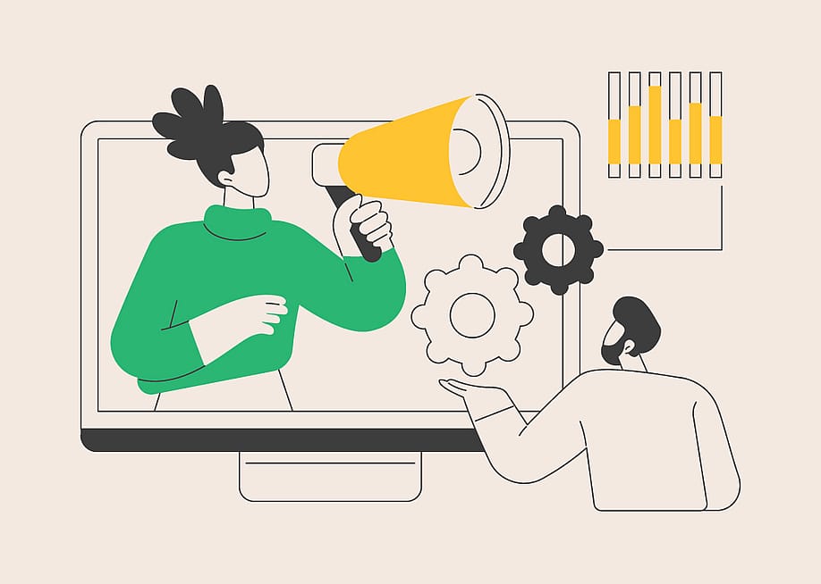 A vector illustration depicting markets do inbound and outbound calls. — Visual Generation // Shutterstock
