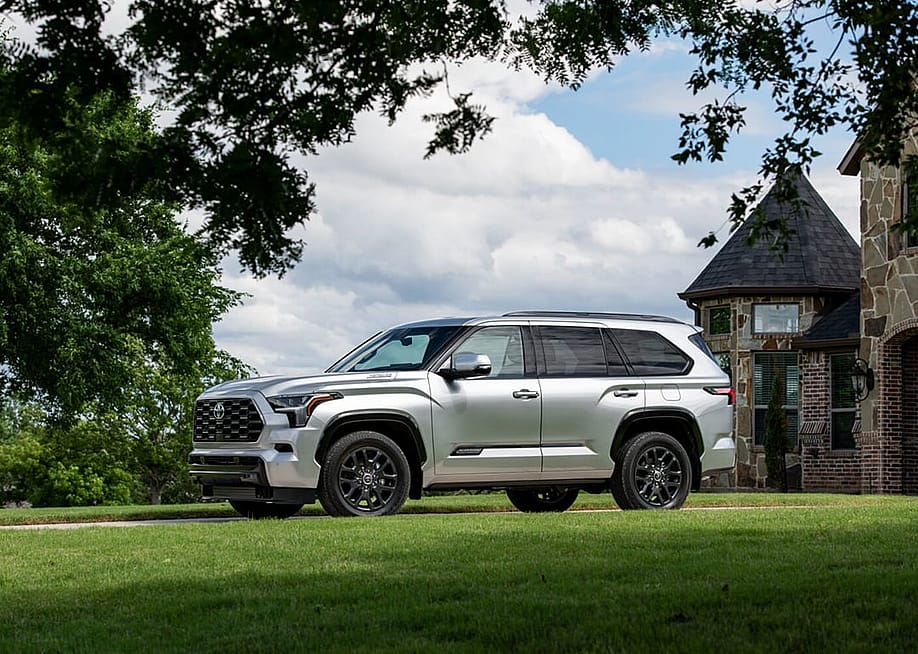 A silver 2026 Toyota Sequoia SUV parked outdoors. — Toyota
