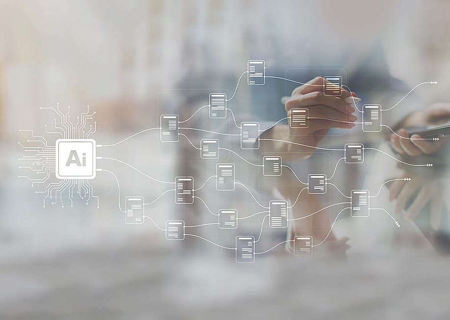 A wide banner of AI and network graphic as a concept of advanced data integration. — Wright Studio // Shutterstock