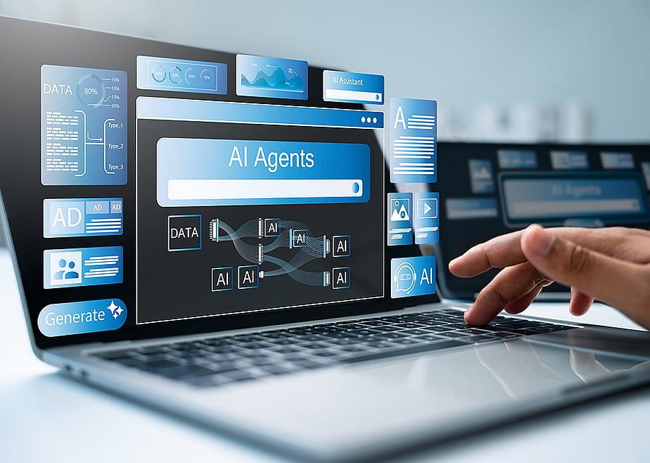 An AI agents software supporting tasks and workflows displayed from a laptop screen. — GamePixel // Shutterstock