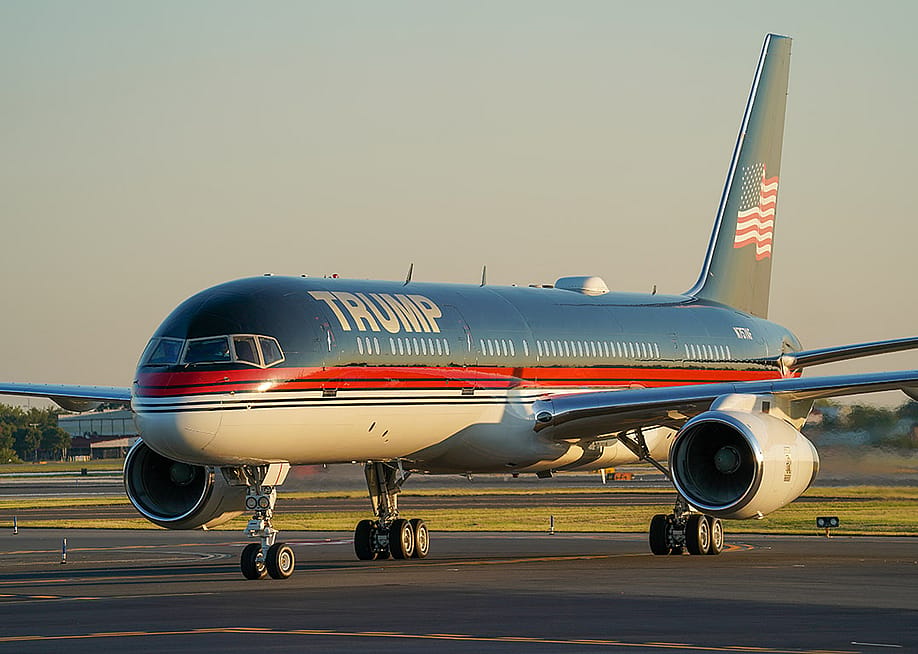 Trump Organization's Boeing 757, nicknamed as Trump Force One, arriving at the Philadelphia International Airport with U.S. President Donald Trump inside in Philadelphia, Pennsylvania, USA. — Julia Beverly // Getty Images