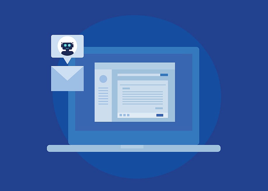 A vector illustration of an artificial intelligence (AI) generator tool creating content for a business marketing campaign. — Sammby // Shutterstock
