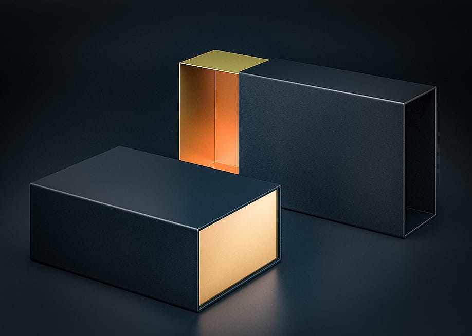 Black and gold luxury box packaging — welcomeinside // Shutterstock