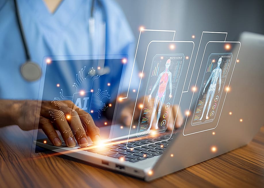 A doctor using AI technology for a patient's diagnosis on a computer system. — MUNGKHOOD STUDIO // Shutterstock
