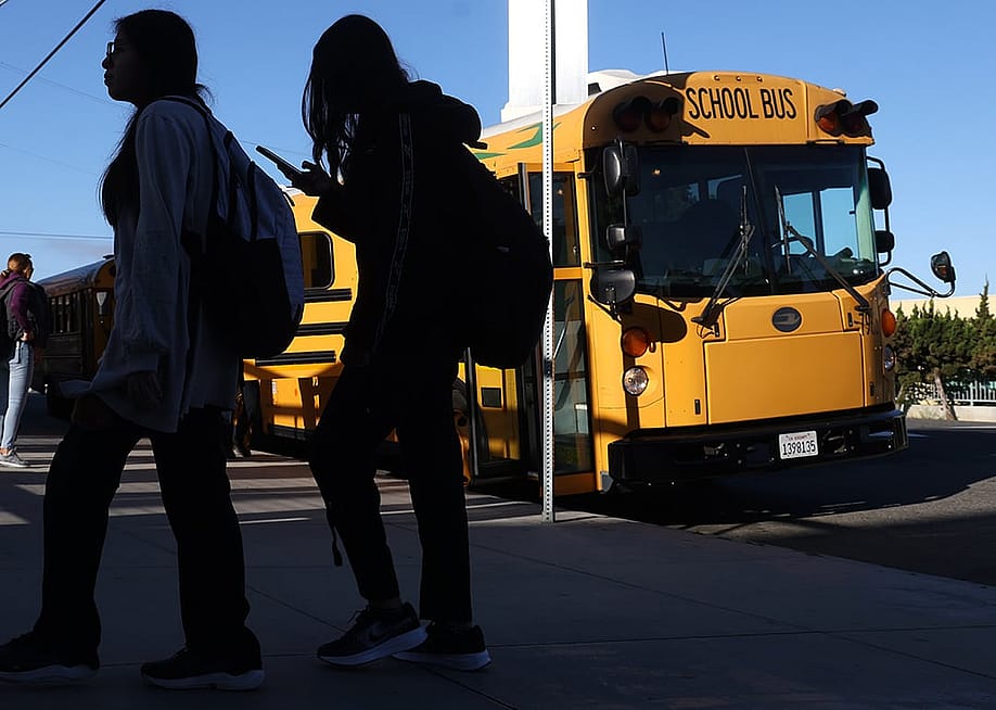 Students heading to their classes at Miguel Contreras Learning Complex in Los Angeles, California, USA. — Genaro Molina // Los Angeles Times via Getty Images