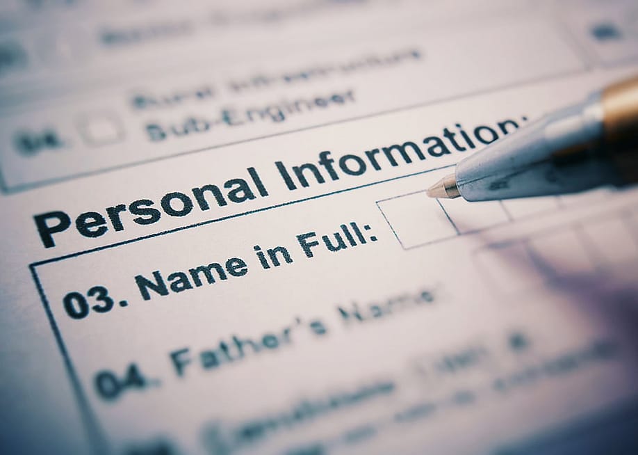 The full name section of a personal information sheet. — Markov.Sergei // Shutterstock