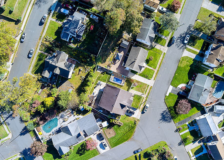Aerial view of a residential area in New Jersey. — ungvar // Shutterstock