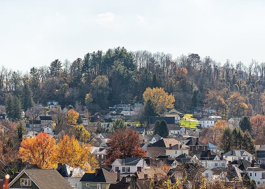 Aerial view of countryside homes in West Virginia. — Kristi Blokhin // Shutterstock