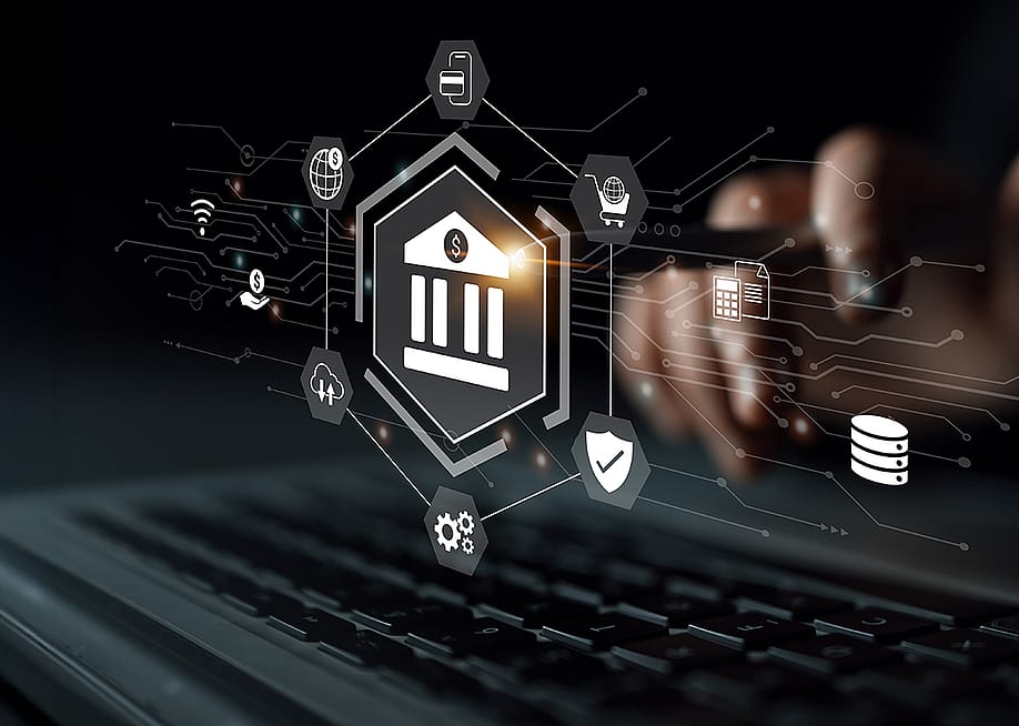 A conceptual graphic illustration depicting users utilizing digital banking. — Koupei Studio // Shutterstock