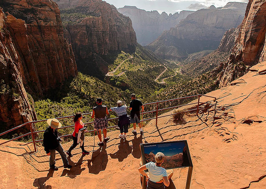 2015 photo of hikers on the Canyon Overlook Trail in Zion National Park. — Trent Nelson // The Salt Lake Tribune