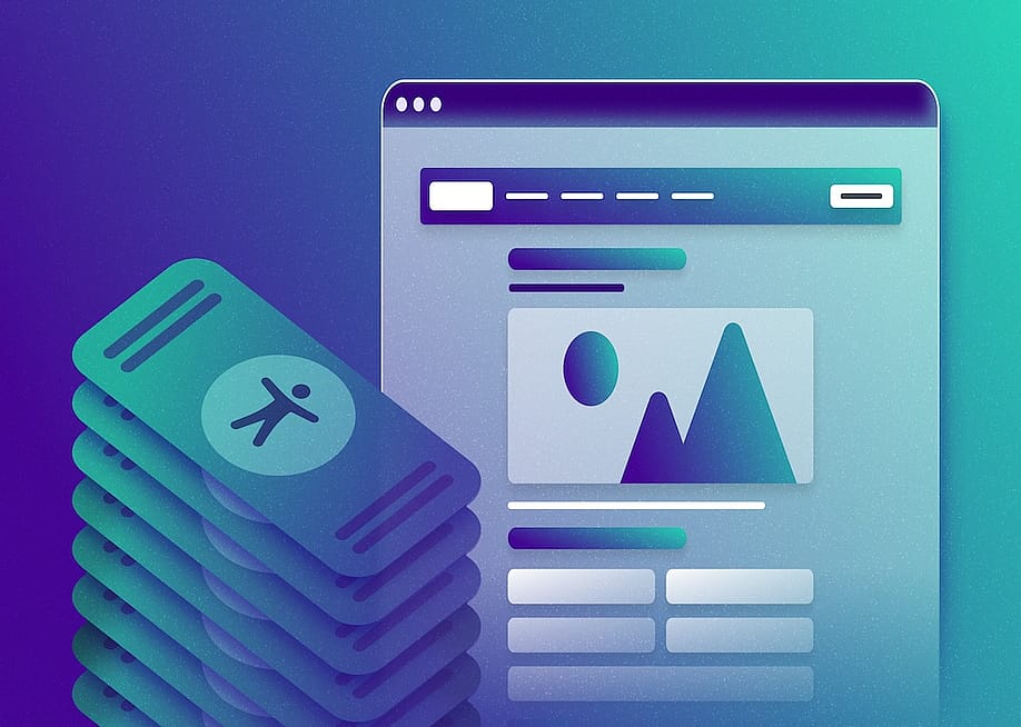 A vector illustration of a customized website and a stack of currency with an accessibility symbol. — Audioeye