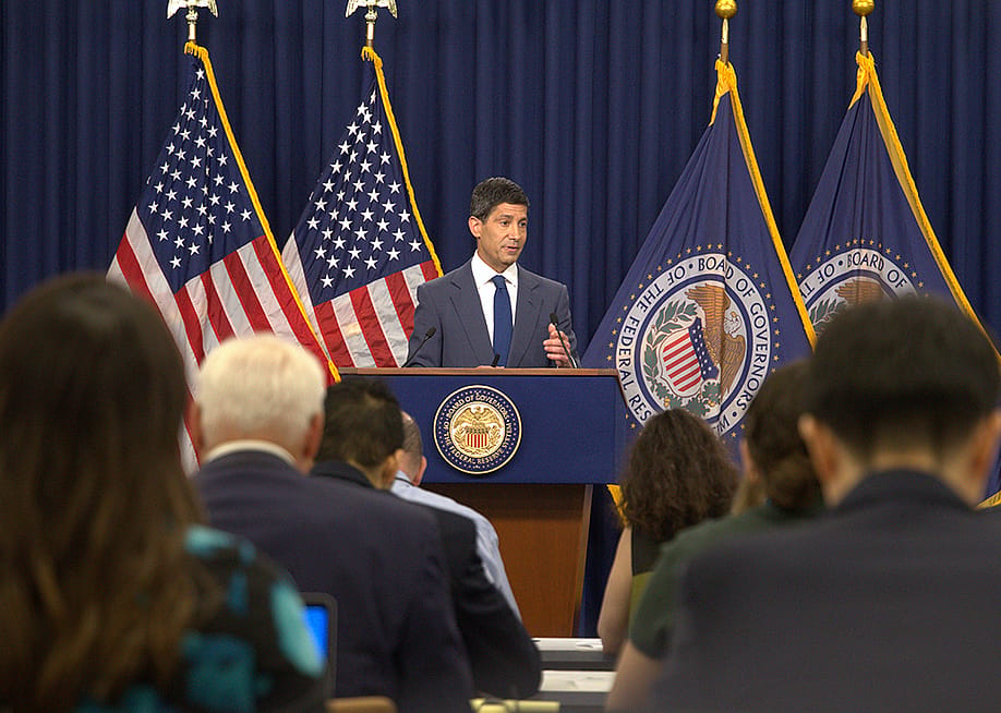 US Federal Reserve Chair Kevin Warsh attends a press conference in Washington, DC on July 29, 2026. — Li Yuanqing // Xinhua via Getty Images