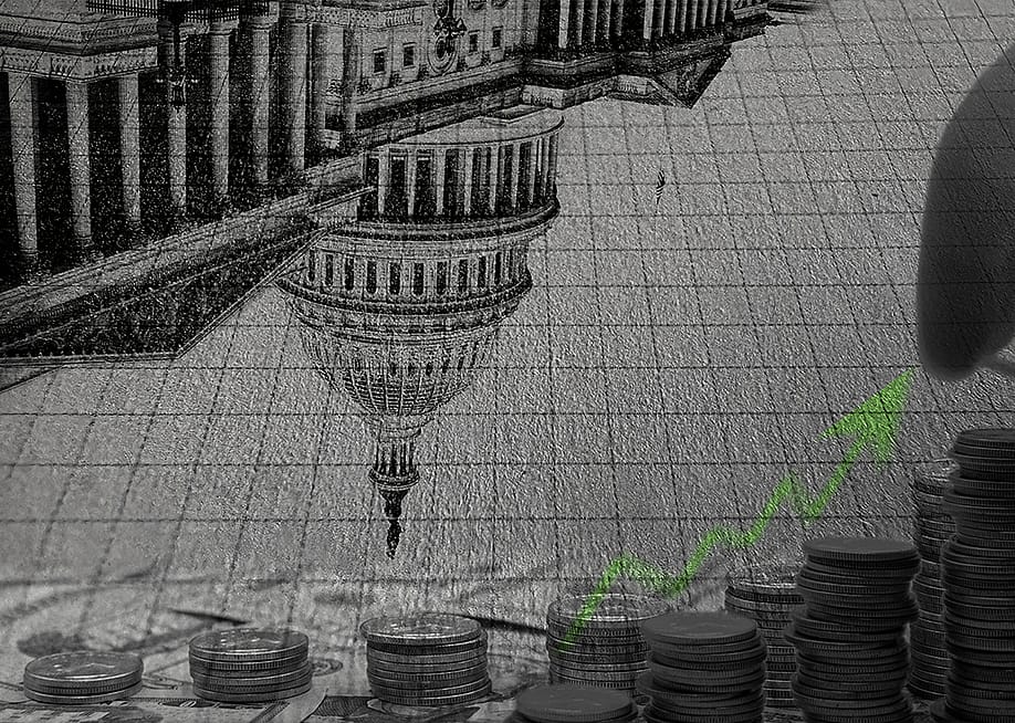Conceptual illustrations depicting relationships of stock market, Congress, and insider trading. — Gdisalvo // Shutterstock