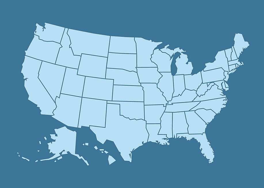 An illustration showing the 50 states of the United States of America. — typoindia by amol // Shutterstock