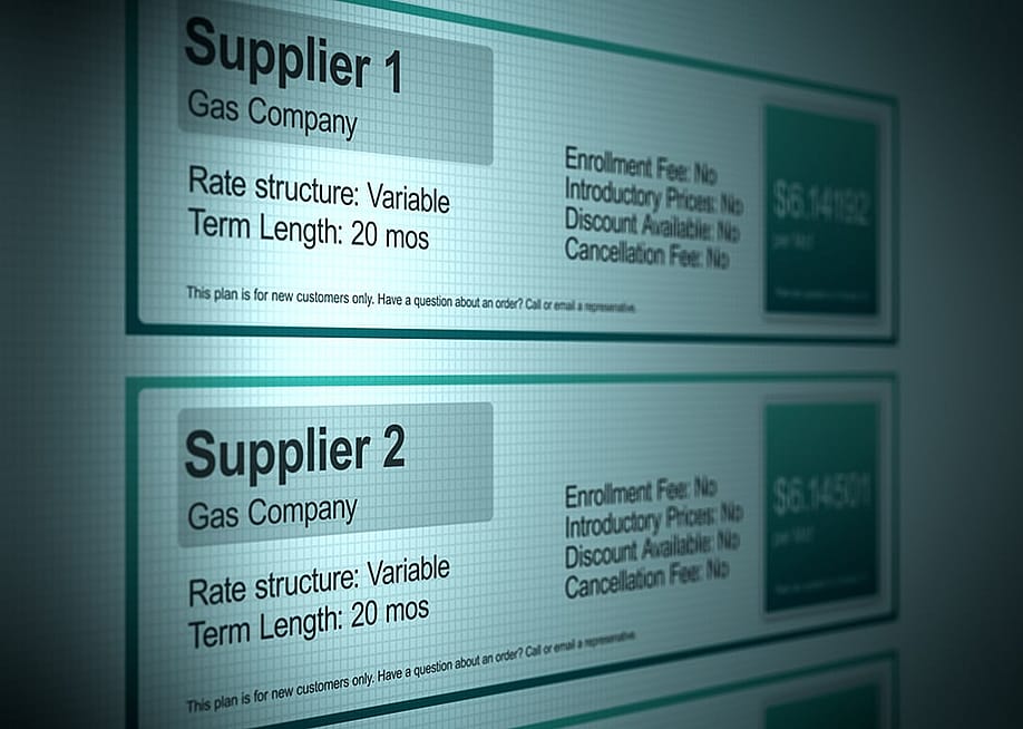 Website displaying gas supplier options and rates. — Joseph Kelly // Shutterstock