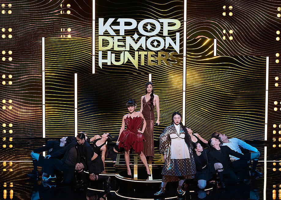 Rei Ami, EJAE and Audrey Nuna from the group Huntr/x perform 'Golden' from Netflix’s KPop Demon Hunters, on stage during the EE BAFTA Film Awards 2026 at The Royal Festival Hall on February 22, 2026 in London, England. — Stuart Wilson // BAFTA / Getty Images for BAFTA