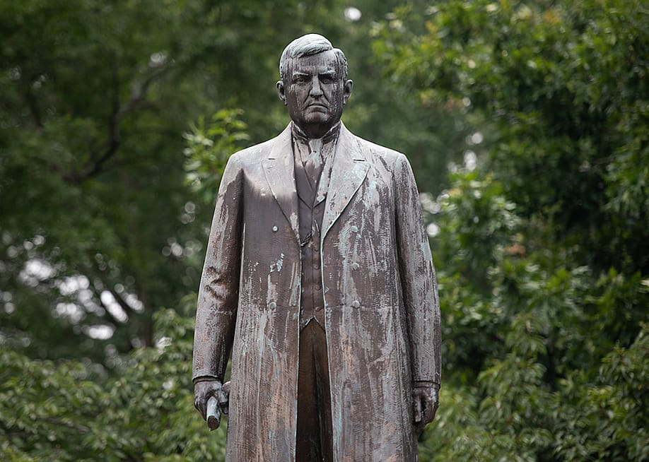 A statue of Ben Pitchfork Tillman looks over statehouse grounds on June 6, 2020 in Columbia, South Carolina. — Sean Rayford // Getty Images