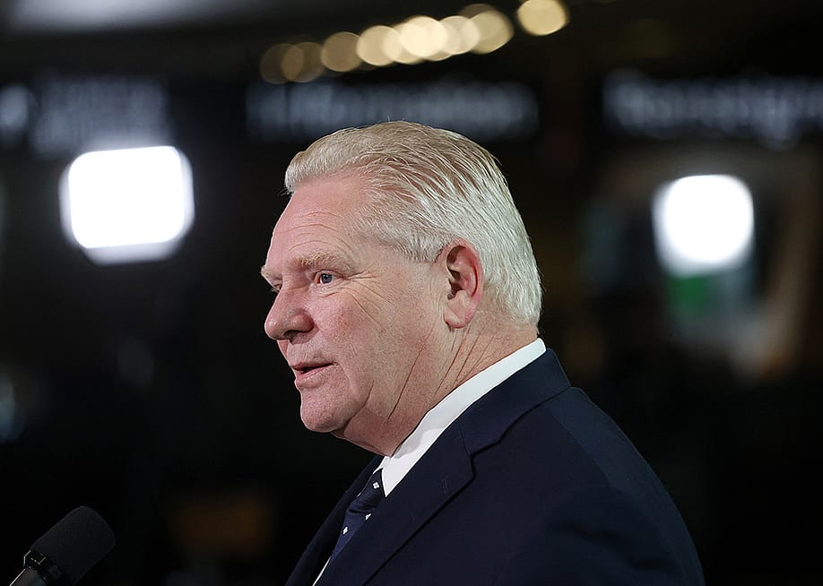 Canada's Ontario Premier Doug Ford speaking to the press during the first Ministers Meeting in Ottawa, Canada. — DAVE CHAN // AFP via Getty Images
