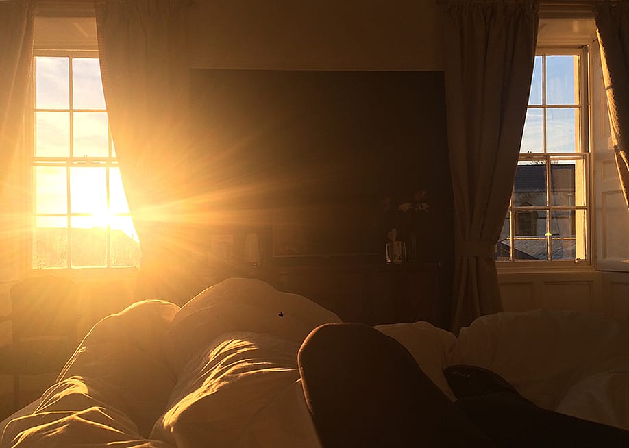 The morning sun casting a golden and warm glow through a bedroom's window. — Madeleine Martin // Shutterstock