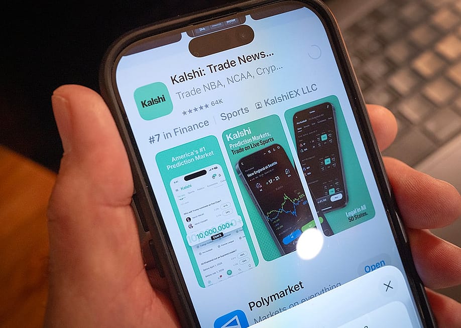 Kalshi app, an online prediction market site, displayed from a smartphone. — Scott Olson // Getty Images