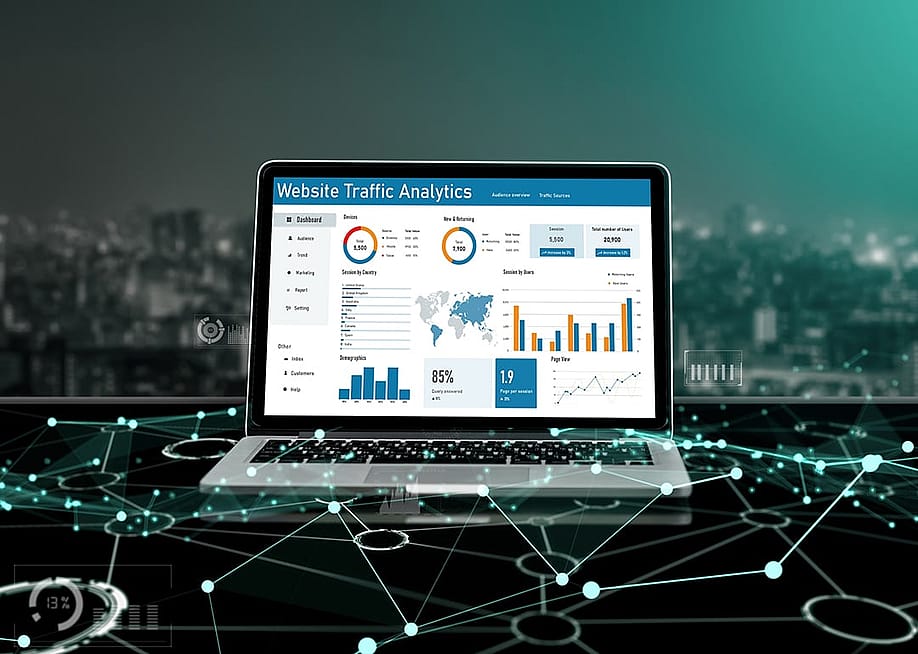 A computer software for website traffic and analytics displayed on a laptop's screen. — Summit Art Creations // Shutterstock