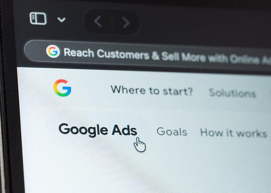 A close-up of a Google Ads solutions service displayed from a laptop's screen. — PixieMe // Shutterstock