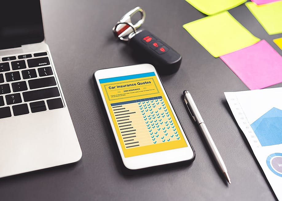 A smartphone displaying an app checklist for car insurance quotes. — PRIME STOCK LAB // Shutterstock