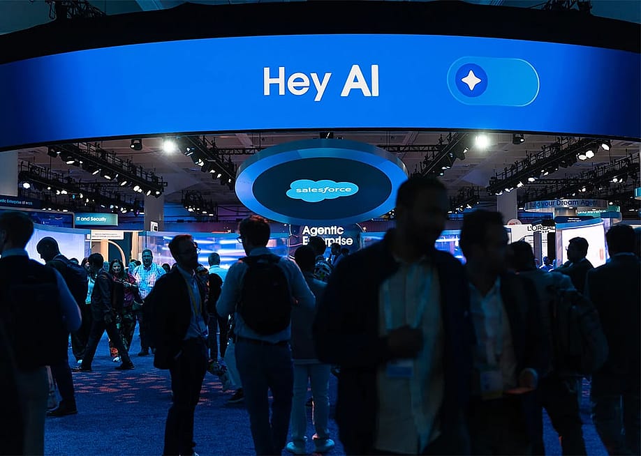 Attendees exploring the Agentic Enterprise exhibit at the Dreamforce tech conference in San Francisco on September 15, 2026. — Anna Hoch-Kenney // CalMatters