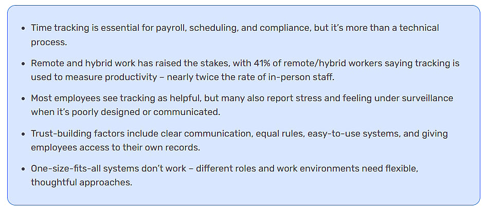 Blue box of five key points