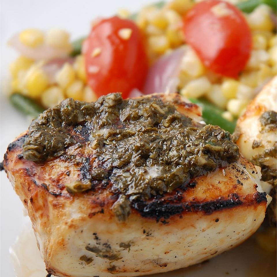 Grilled Halibut with Cilantro Garlic Butter