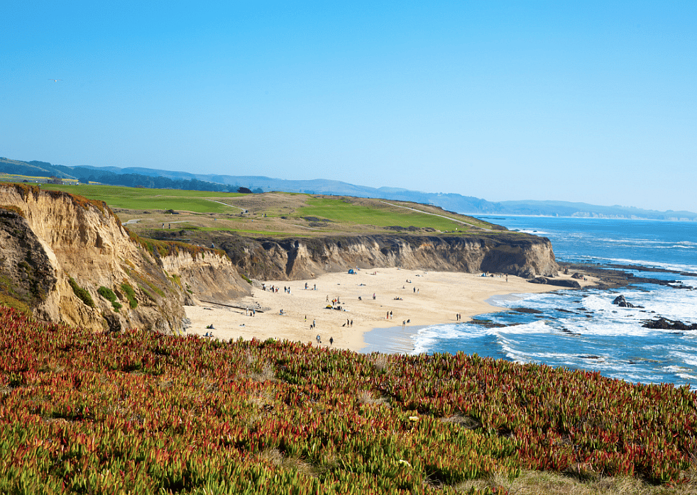 The beach and seaside cliffs in Half Moon Bay, California